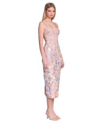 Women's Floral Applique Bustier Midi Dress