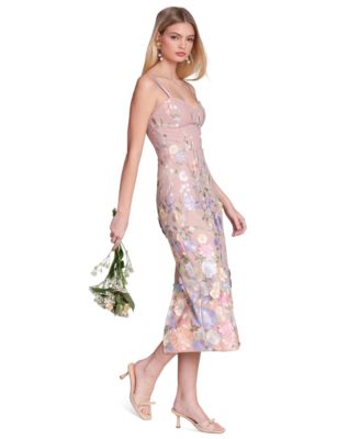 Women's Floral Applique Bustier Midi Dress