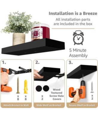 3 Pack 16 Inch  Floating Shelves - for Bedroom, Kitchen, Living Room, Office