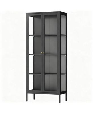 Tempered Glass Sturdy Steel Frame 3-Side Display Cabinet