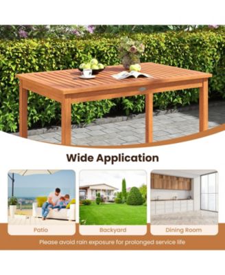 5 Pieces Patio Wood Dining Set Outdoor Rectangular Table & Chairs for Garden