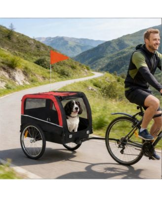 Pet Bike Trailer Carrier for Dogs & Small Animals, Collapsible Pet Stroller Bicycle Attachment