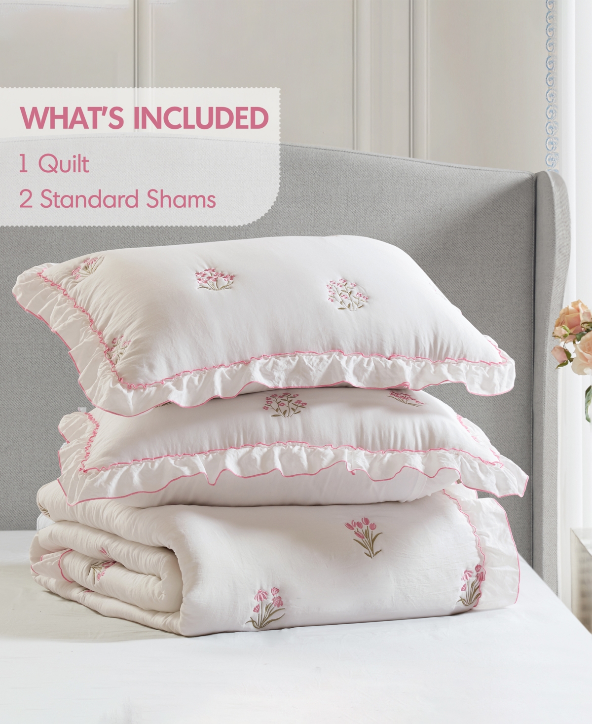 Intelligent Design Aglaia Floral Down Alternative 3-Pc. Quilt Set, Full/Queen