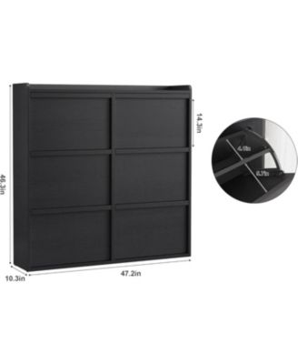 Wood Hidden 6 Drawer Flip Shoe Cabinet with Adjustable Shelves