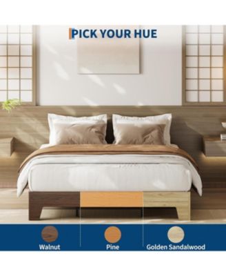 Wood Bed Frame,Platform Nature Bed with Strong Wooden Slats,No Box Spring Needed,Minimalist Bedroom Furniture,Easy Assembly