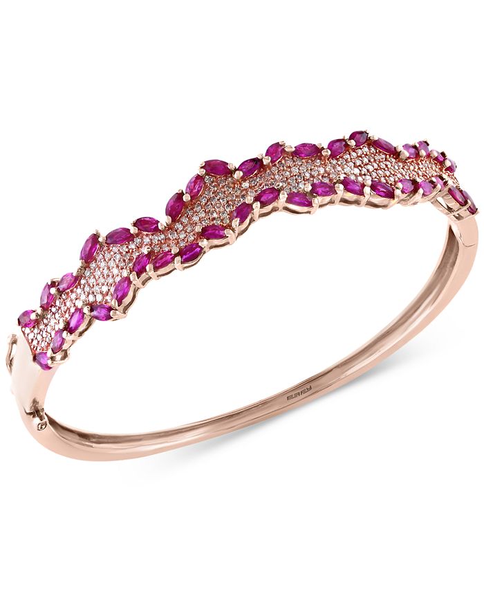 EFFY Collection - Ruby (4-3/8 ct. t.w.) and Diamond (3/4 ct. t.w.) Bangle Bracelet in 14k Rose Gold