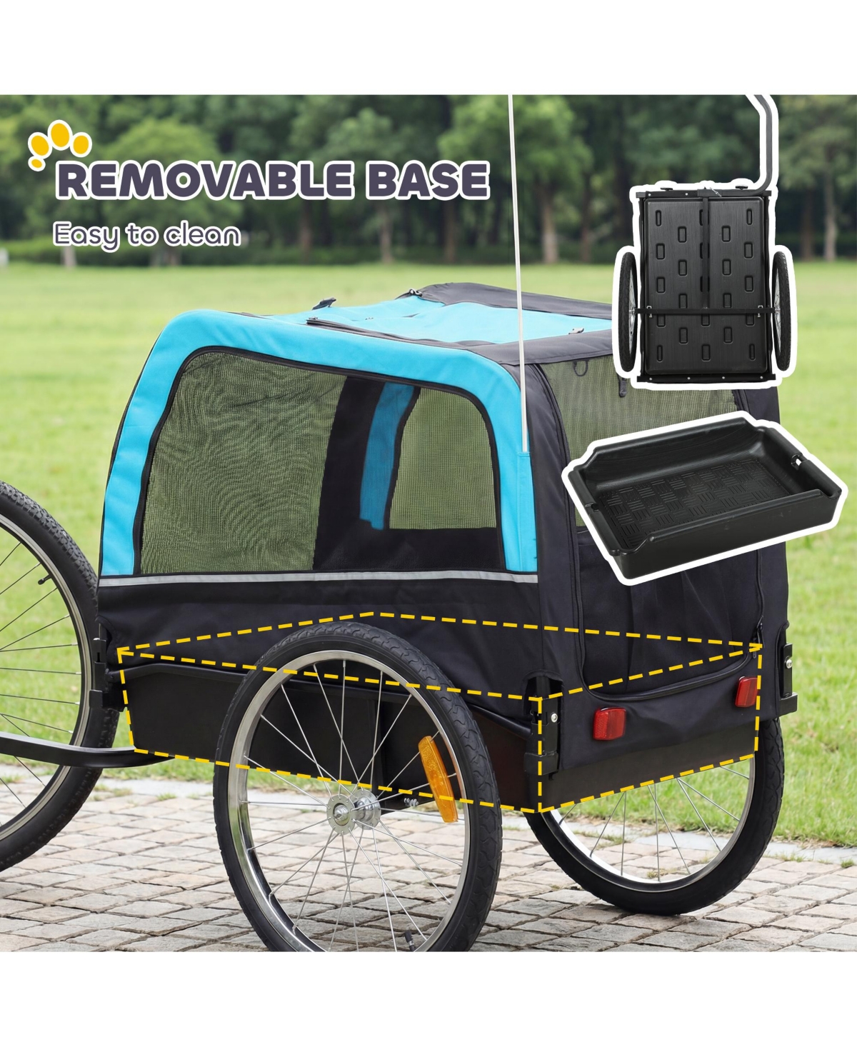 PawHut Dog Bike Trailer, Pet Cart Bicycle Carrier with 20" Air Tires