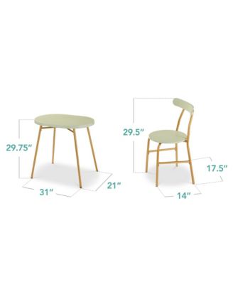 3-Piece Oval Dining Table Set, Modern Small Kitchen Dinette w/ 2 Chairs