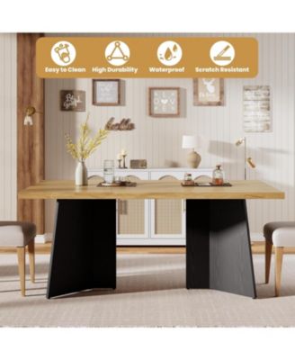 Dining Table for 6-8 People - 63" Modern Long Kitchen Table with Large Tabletop