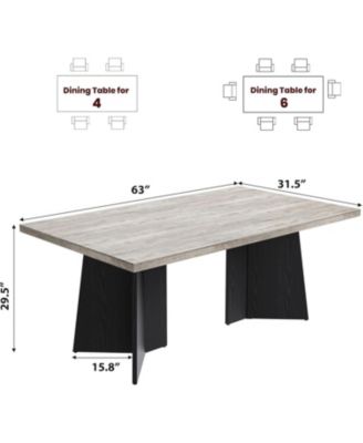 Dining Table for 6-8 People - 63" Modern Long Kitchen Table with Large Tabletop
