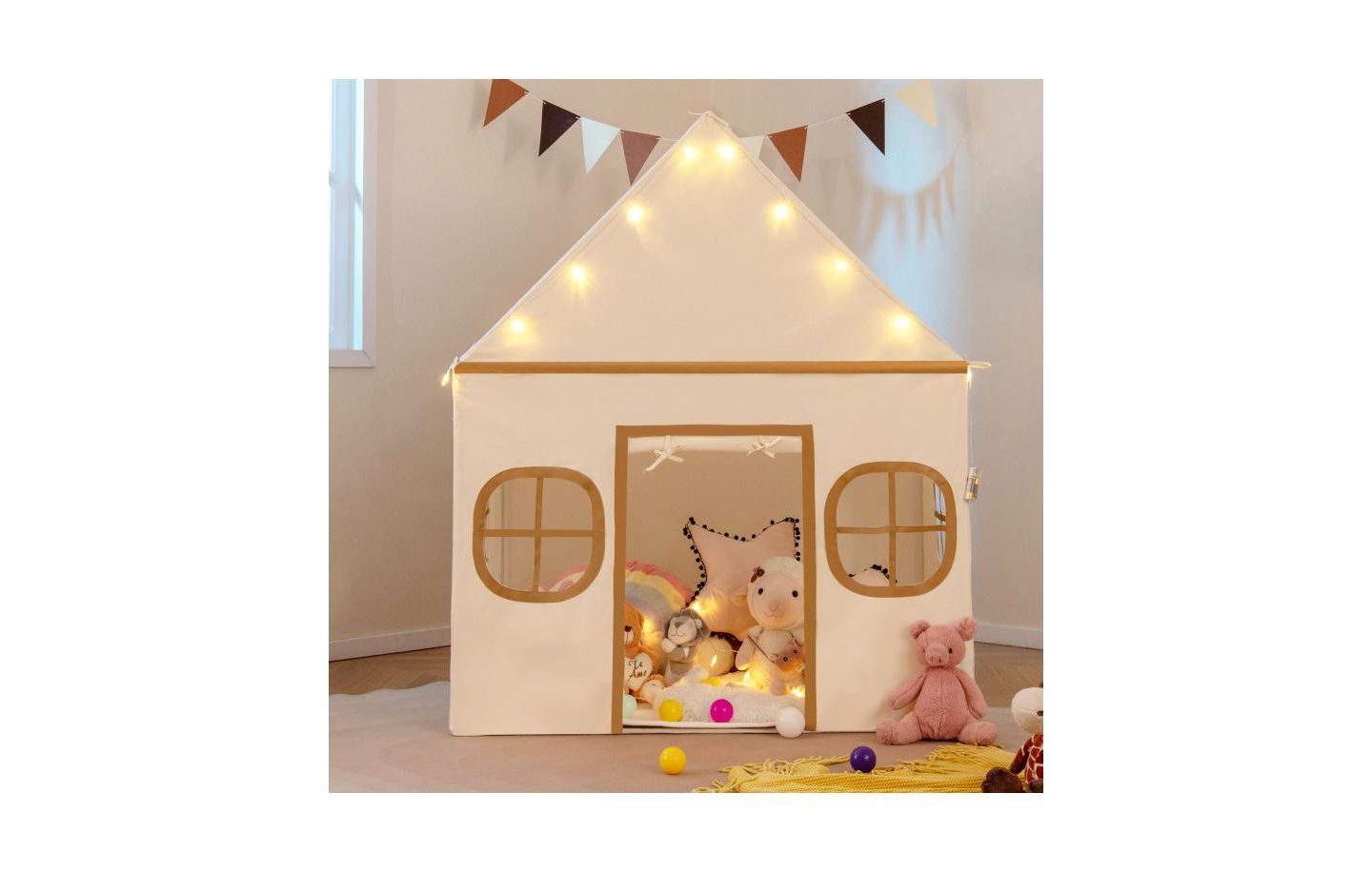 Детская игрушка Slickblue Star Lights Kids Playhouse Tent, Ages 3+, цвет: Бежевый / Коричневый — фото 3