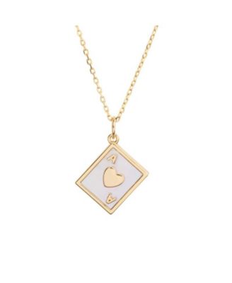 Ace of Hearts Pendant Necklace in 14k Gold Finish