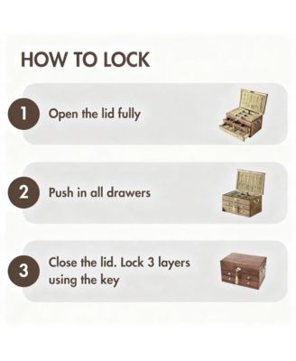 Wooden Jewelry Box with Lock for Women - Elegant Storage for Bracelets, Watches, Necklaces