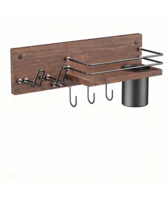 Wooden Hair Dryer Holder - Wall Mounted, Styling Tools Wall Rack