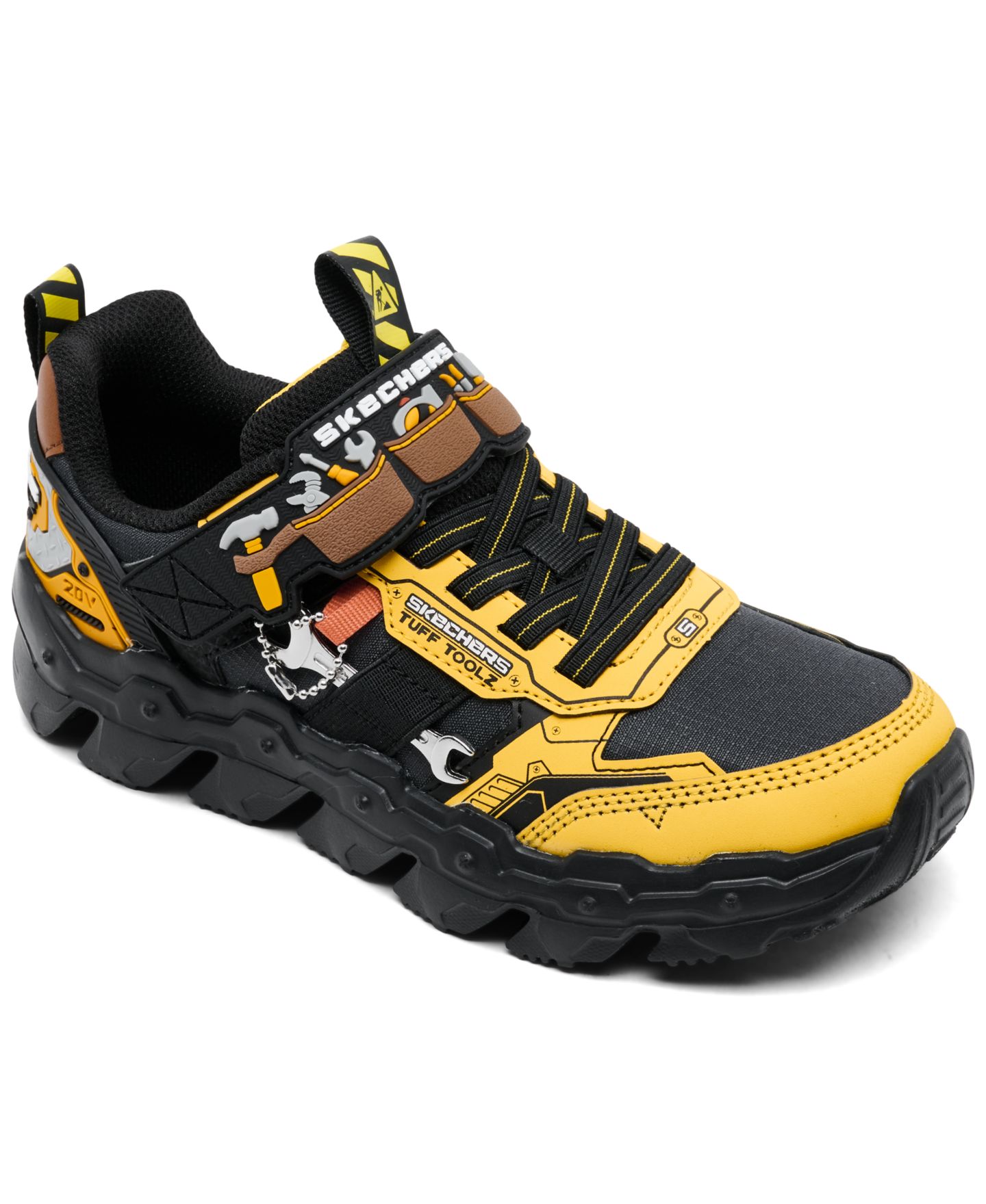 Детские кроссовки Skechers Little Kids Mega-Flex Lite - Tuff Toolz Fastening Strap Casual, цвет: Жёлтый / Чёрный — фото 1