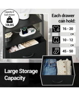 Fabric Chest of Drawers with 4 Foldable Storage Bins, , Nightstand & Organizer for Bedroom, Living Room