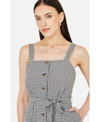 Women's Gingham Button Through Jumpsuit
