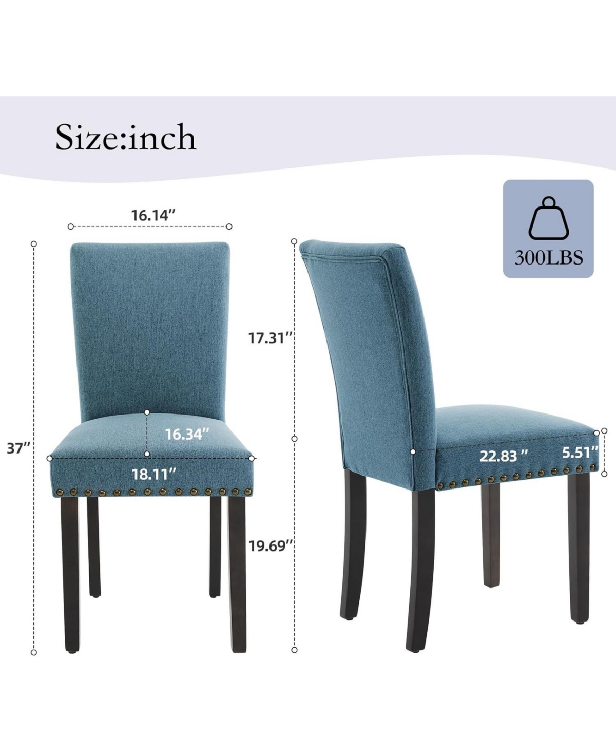 gaomon Upholstered Dining Chairs Set of 4, Fabric Parsons Dining Chair with Nailhead Trim, Modern Fabric Accent Chair Kitchen Chairs for Kitchen