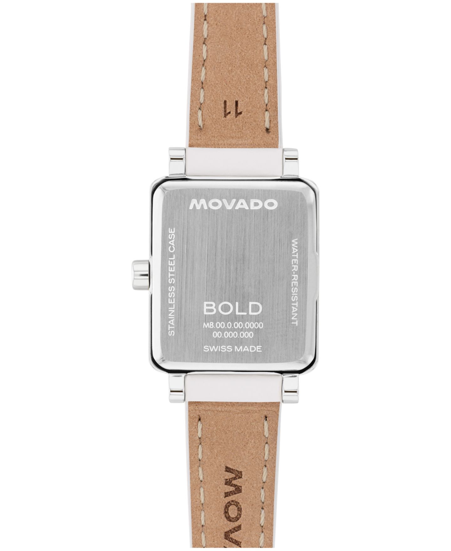 Женские часы Movado Bold Evolution 2.0 Mini Tank Swiss Quartz White Leather Watch, 20x23mm — фото 5