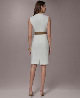 Women's Mock Neck Belted Sheath Dress
