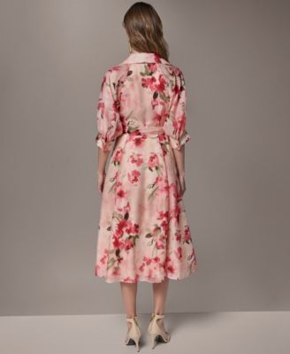 Women's Printed Collared Neck Shirt Dress