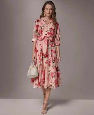 Women's Printed Collared Neck Shirt Dress