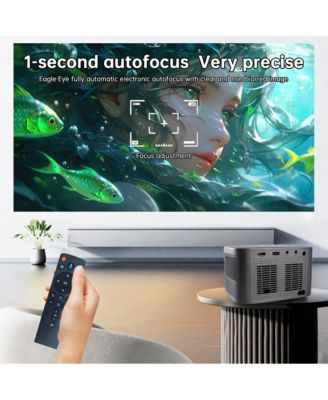 1080P Android Smart Projector with Auto Focus & Keystone, Harman-tuned Audio, 400 ANSI Lumens for Home Theater