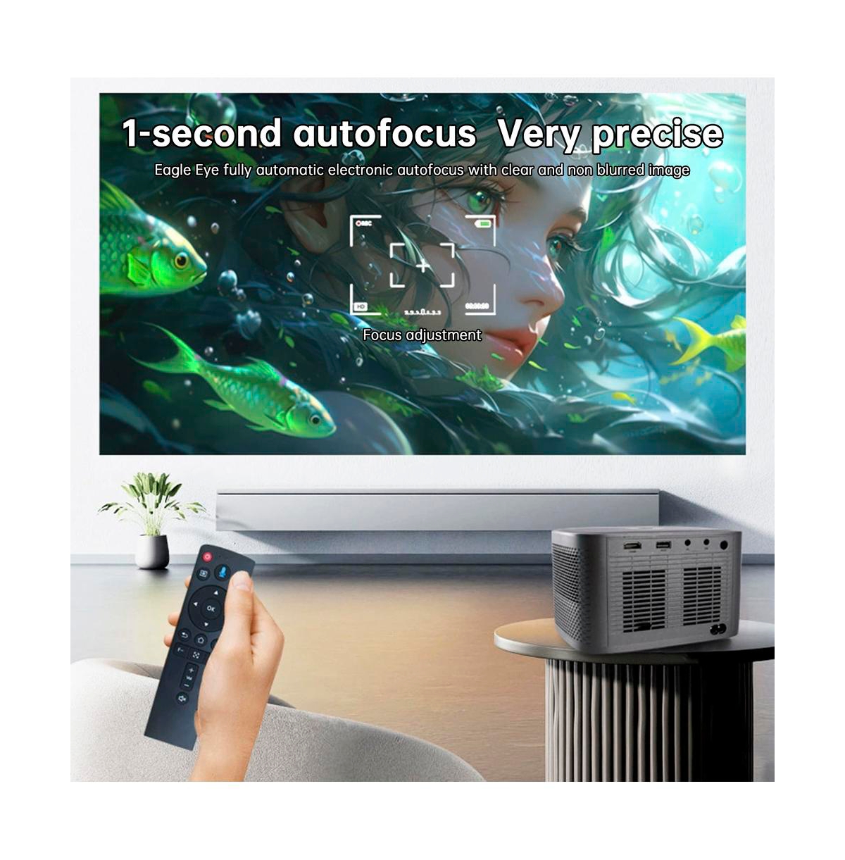 Artudatech 1080P Android Smart Projector with Auto Focus & Keystone, Harman-tuned Audio, 400 Ansi Lumens for Home Theater