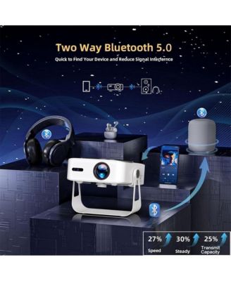 Portable 1080P Projector with 360° Stand, Auto Focus & Keystone, Netflix Built-in