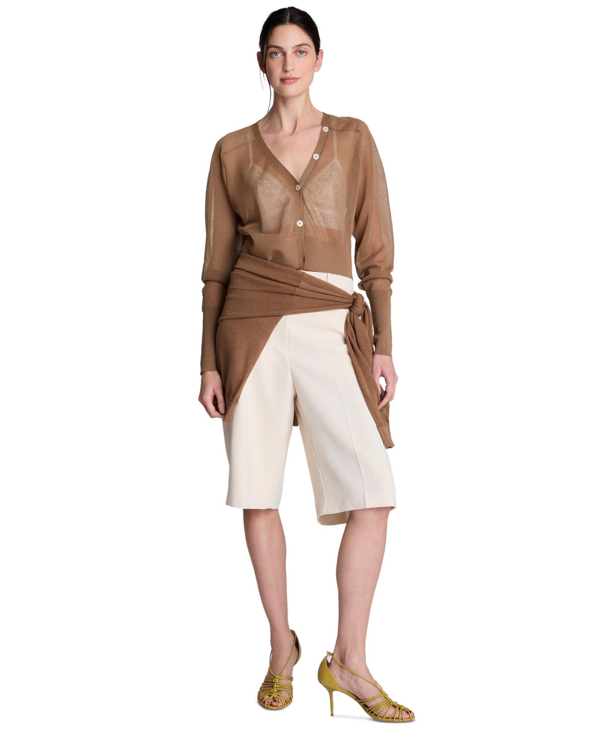 Kenneth Cole Women's Saddle-Shoulder Cropped Cardigan