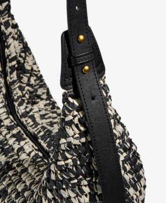 Marbled Straw Hobo Bag