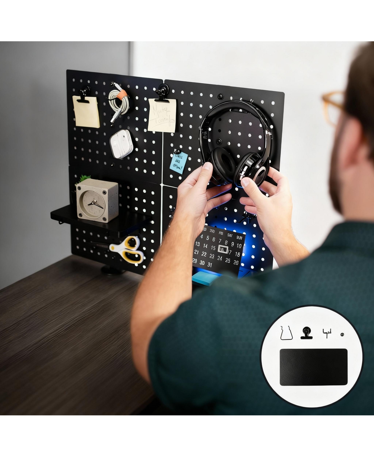 Yigii Magnetic Clamp-On Pegboard Organizer for Desk, Flexible Placement, Easy Installation