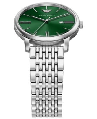 Men's Quartz Three-Hand Silver Stainless Steel Watch, 42mm