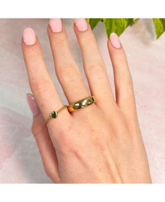 Emerald Bezel Heart Ring 14K Gold