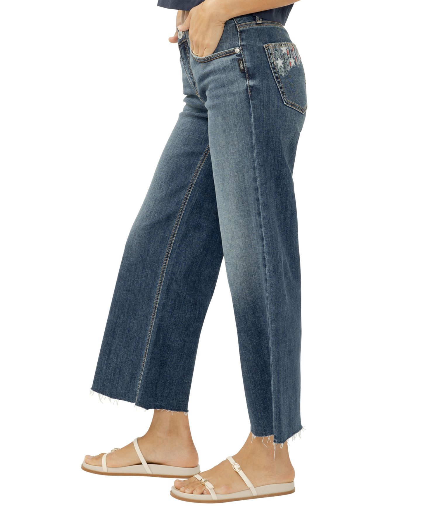 Женские джинсы Silver Jeans Co. Suki Mid-Rise Wide-Leg Americana Luxe Stretch, цвет: Mix Tape — фото 2