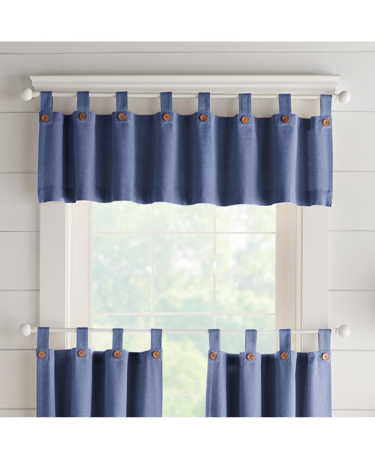 Elrene Home Fashions Tucker Solid Button Window Kitchen Valance