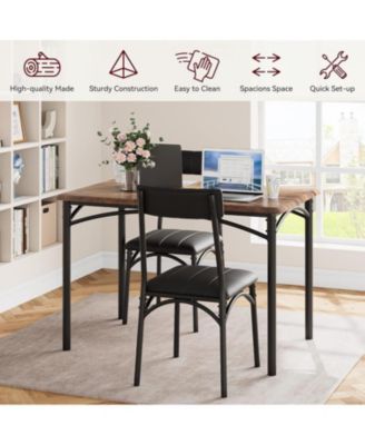 “5 Piece Dining Set for 4 with Rectangular Table & Upholstered Chairs for Kitchen or Apartment”