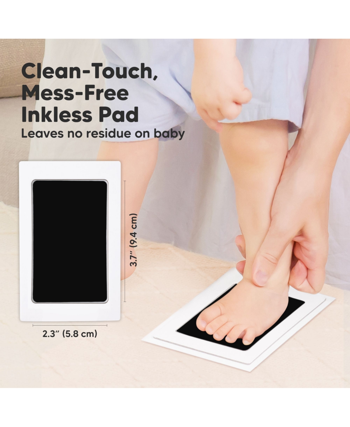 KeaBabies 2pk Inkless Ink Pad for Baby Hand and Footprint Kit, Clean Touch Dog Paw, Nose Print & Pet Safe
