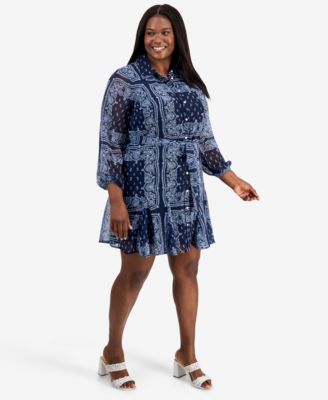 Trendy Plus Size Tie-Belt Shirtdress