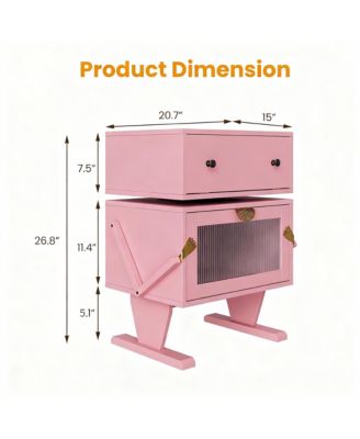 YGII LED Nightstand with 360° Rotating Drawer for Bedroom or Office