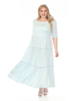 Plus Size Square Neck Short-Sleeve Tiered Dress