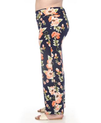 Plus Size High-Waist Floral Wide-Leg Pants