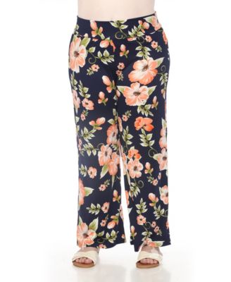 Plus Size High-Waist Floral Wide-Leg Pants
