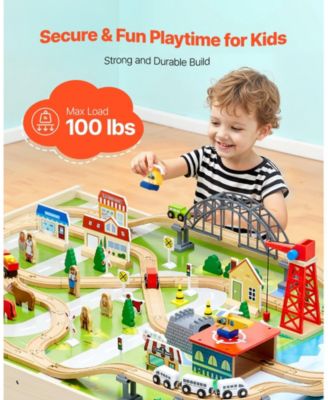 120-Piece Train Table with Collapsible Bin & 3-in-1 Design