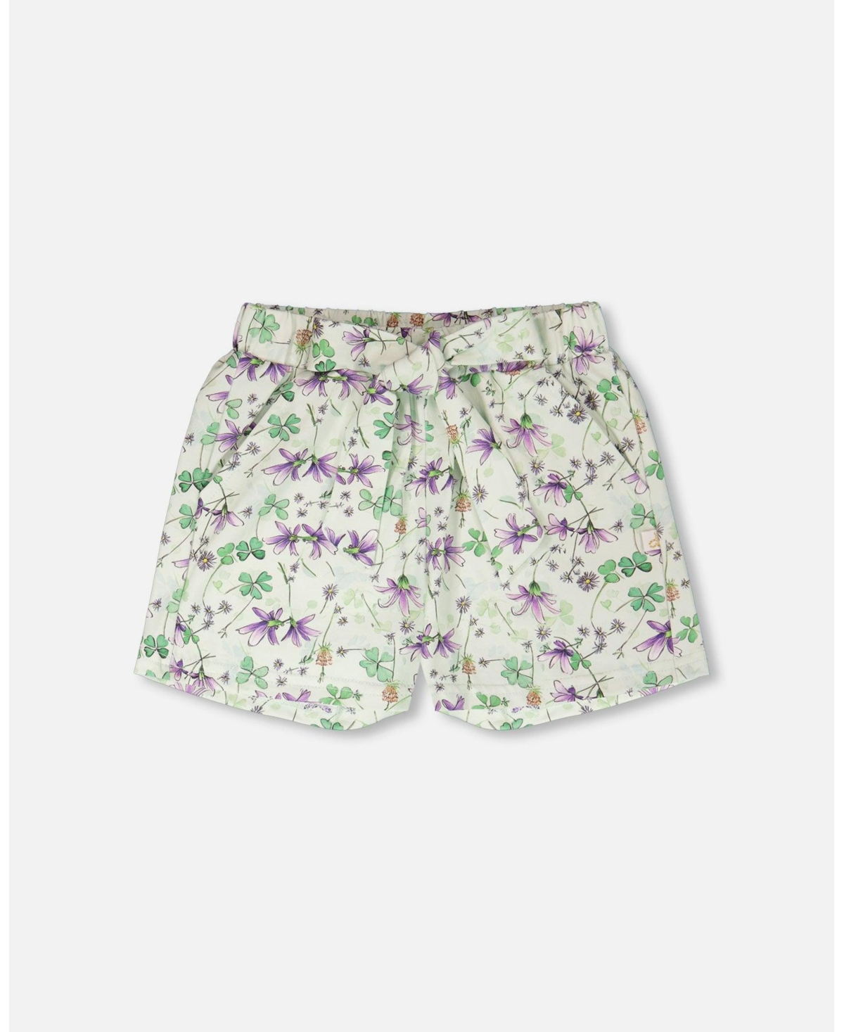 Deux par Little Girl Printed Flowers Jersey Shorts