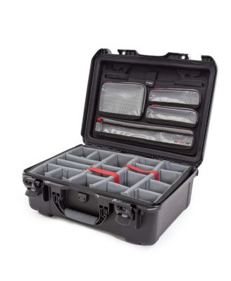 940 Waterproof Hard Case with 4-Pocket Lid Organizer and Padded Divider for Camera, Black