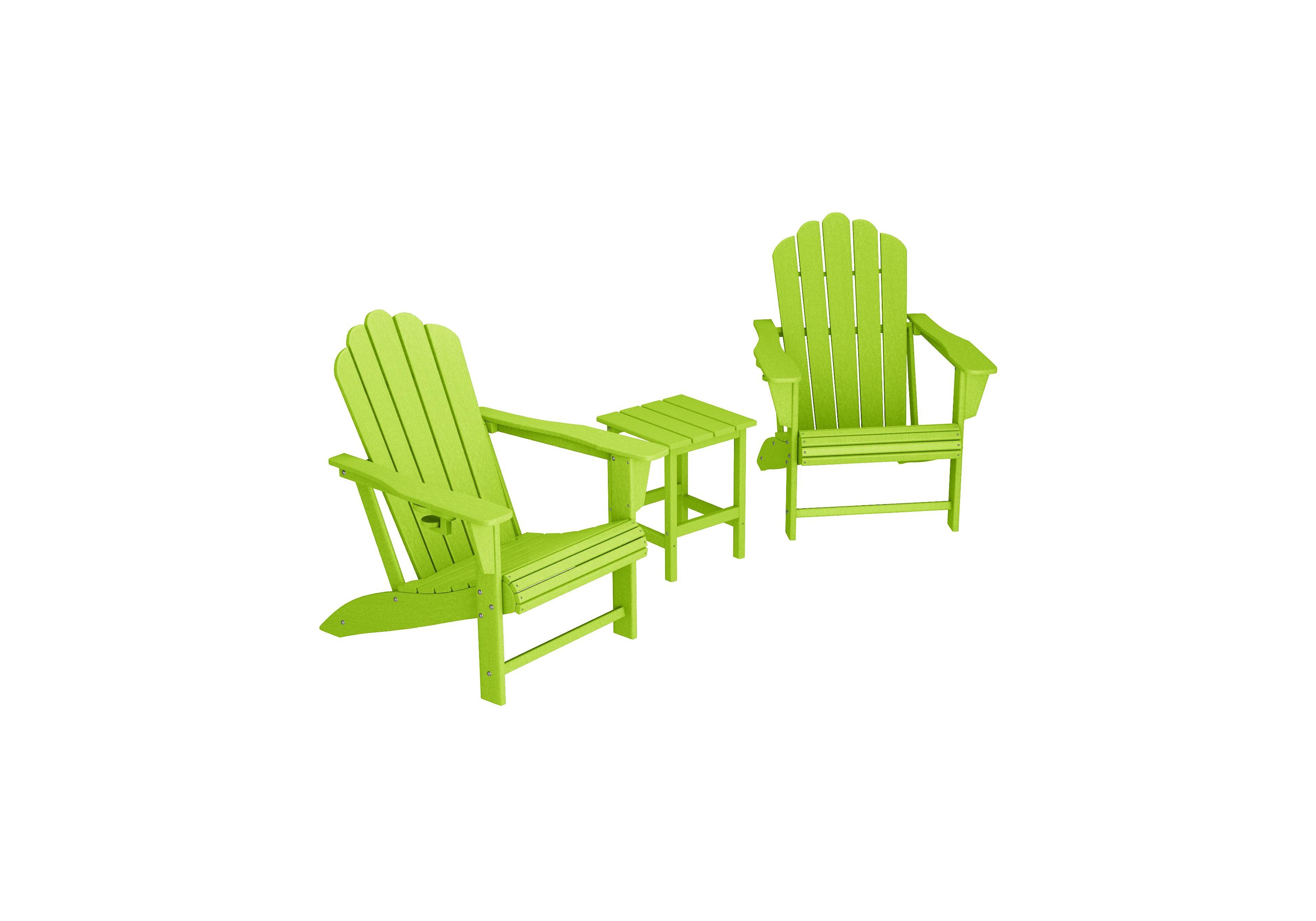 3-Piece Outdoor Patio Hdpe Adirondack Chair With Cup Holder and Table Set