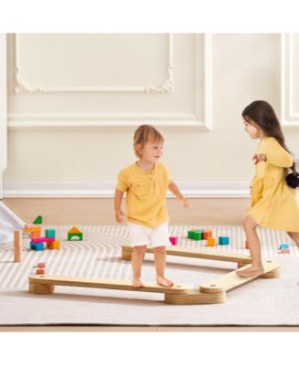 3-Piece Wooden Balance Beam Stepping Stones for Toddler Motor Skills Development