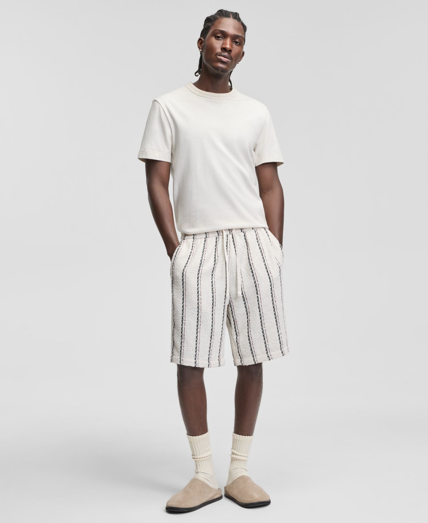 Мужские шорты Mode of One Striped Relaxed 9" Pull-On, цвет: Состаренный песочный — фото 1