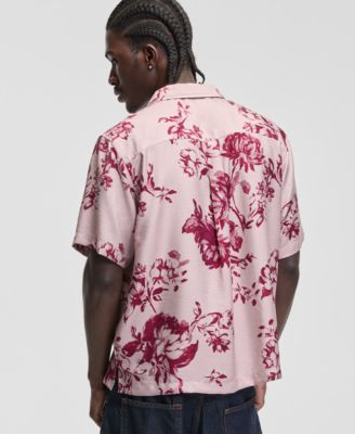 Men's Botanical-Print Relaxed Camp Shirt